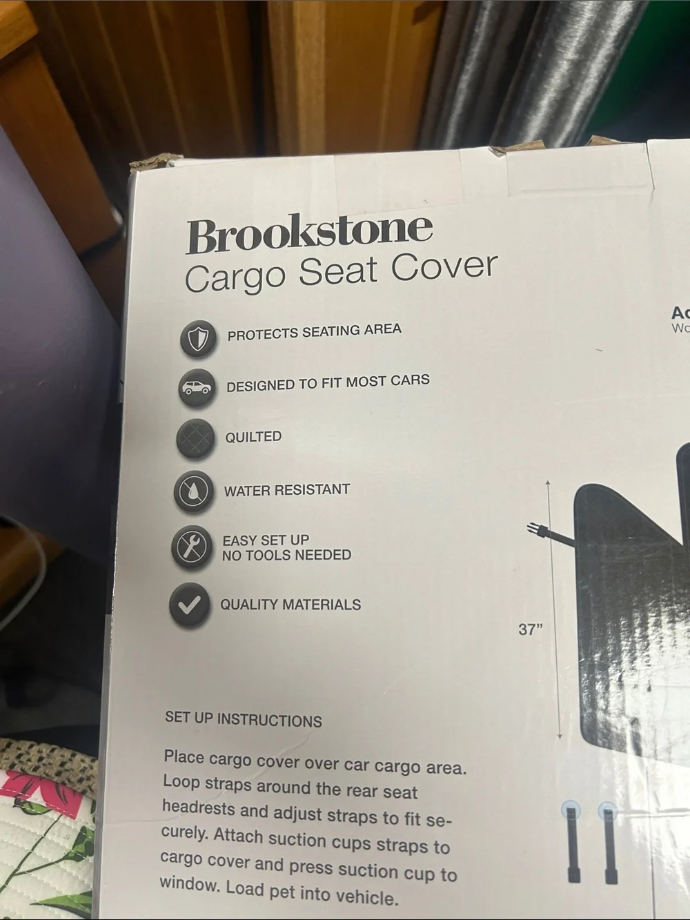Brookstone Black Quilted Cargo Seat Cover